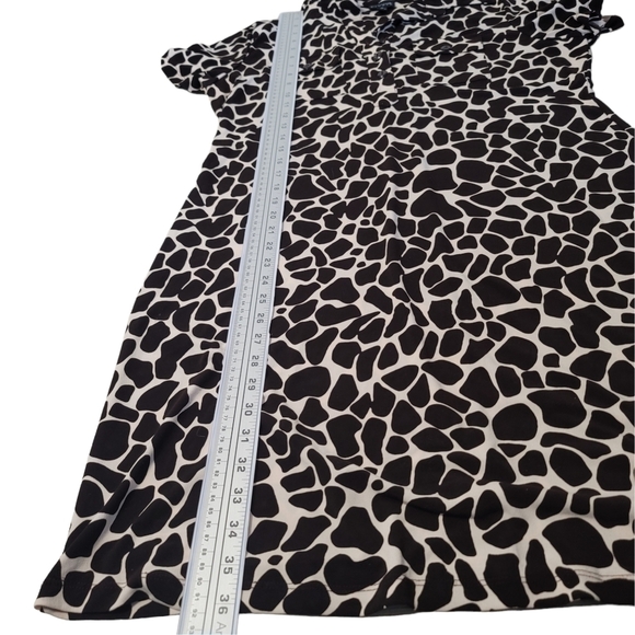 Enfocus Studio Midi Down Dress Brown And White Giraffe Print Dress US 16 - Picture 7 of 11